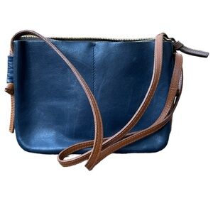 Madewell | The Knotted Brown & Blue Leather Colorblock Crossbody Bag